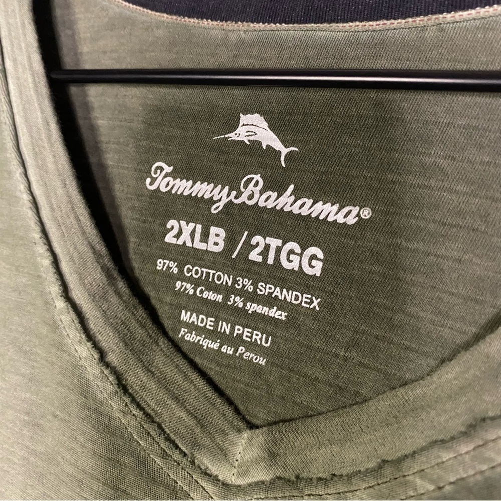 Tommy Bahama 2XLB Long‎ Sleeve V-Neck cotton Shirt green comfy - Picture 2 of 6